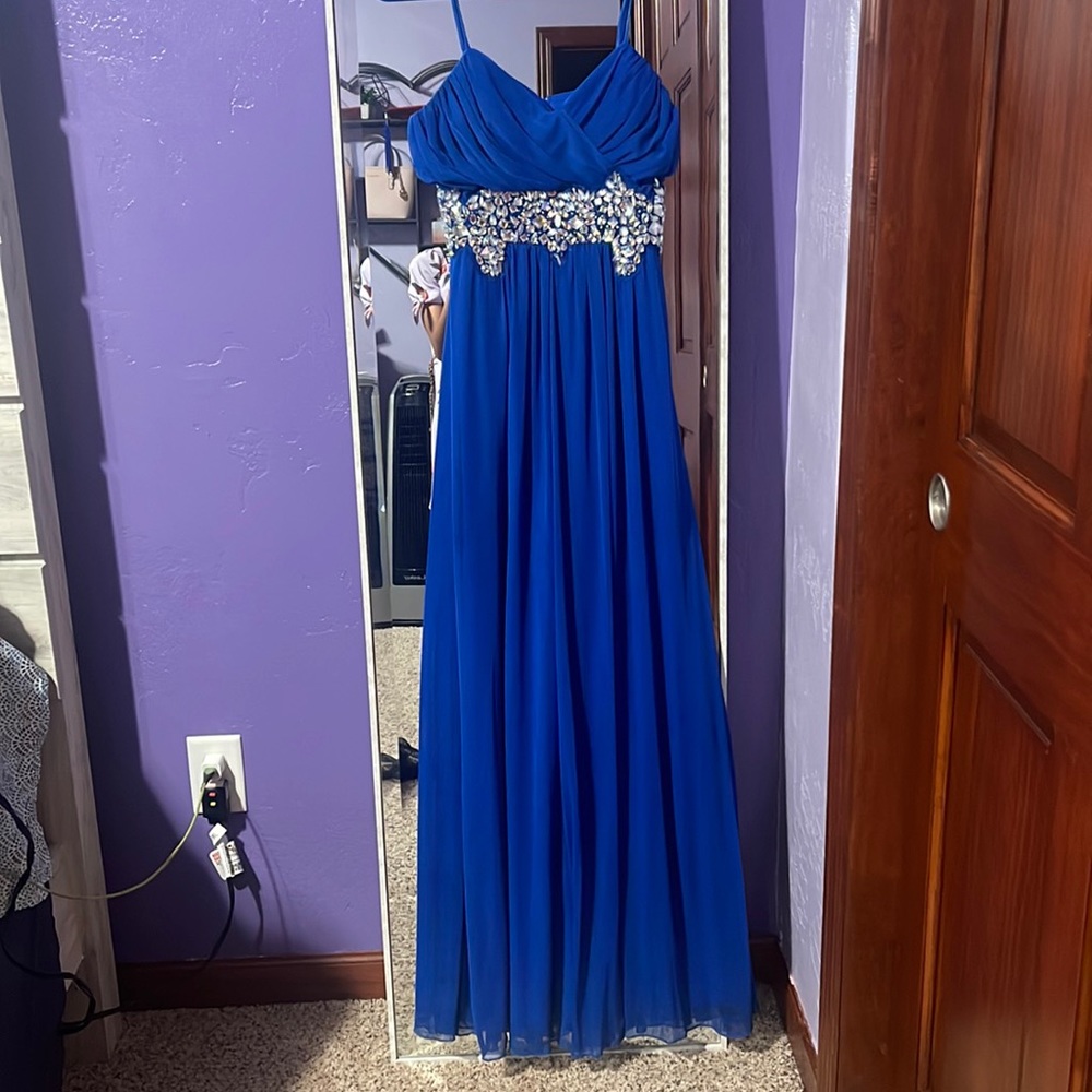 Elegant blue prom dress size 5
